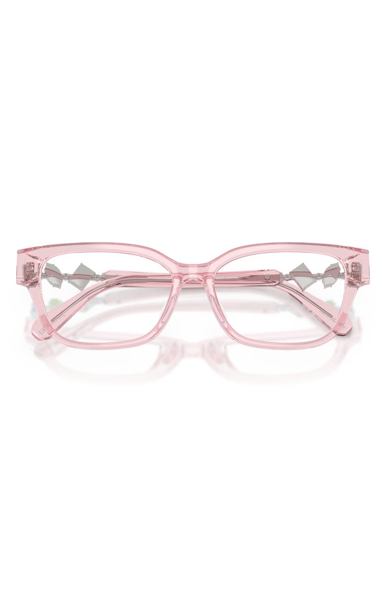 Swarovski 54mm Crystal Embellished Pillow Optical Glasses, Alternate, color, Transparent Pink / Demo Lens