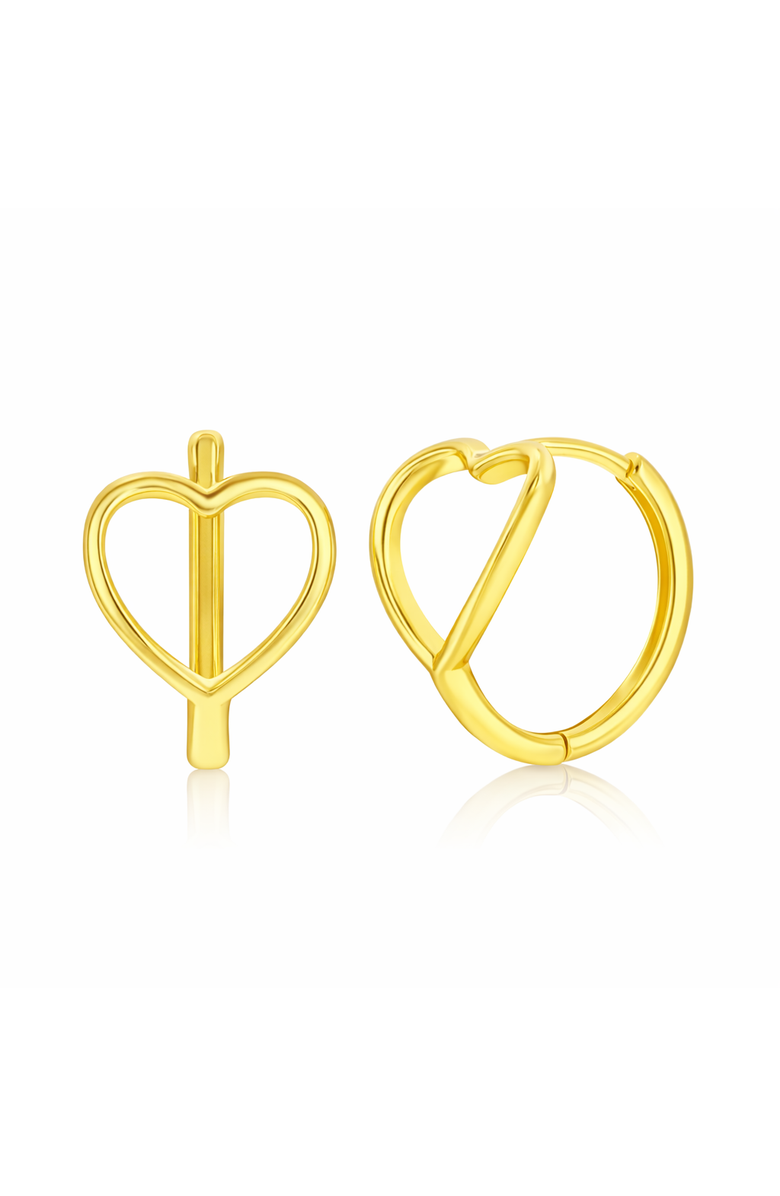 Donatello Gian Sterling Silver Heart Earrings, Main, color, Gold