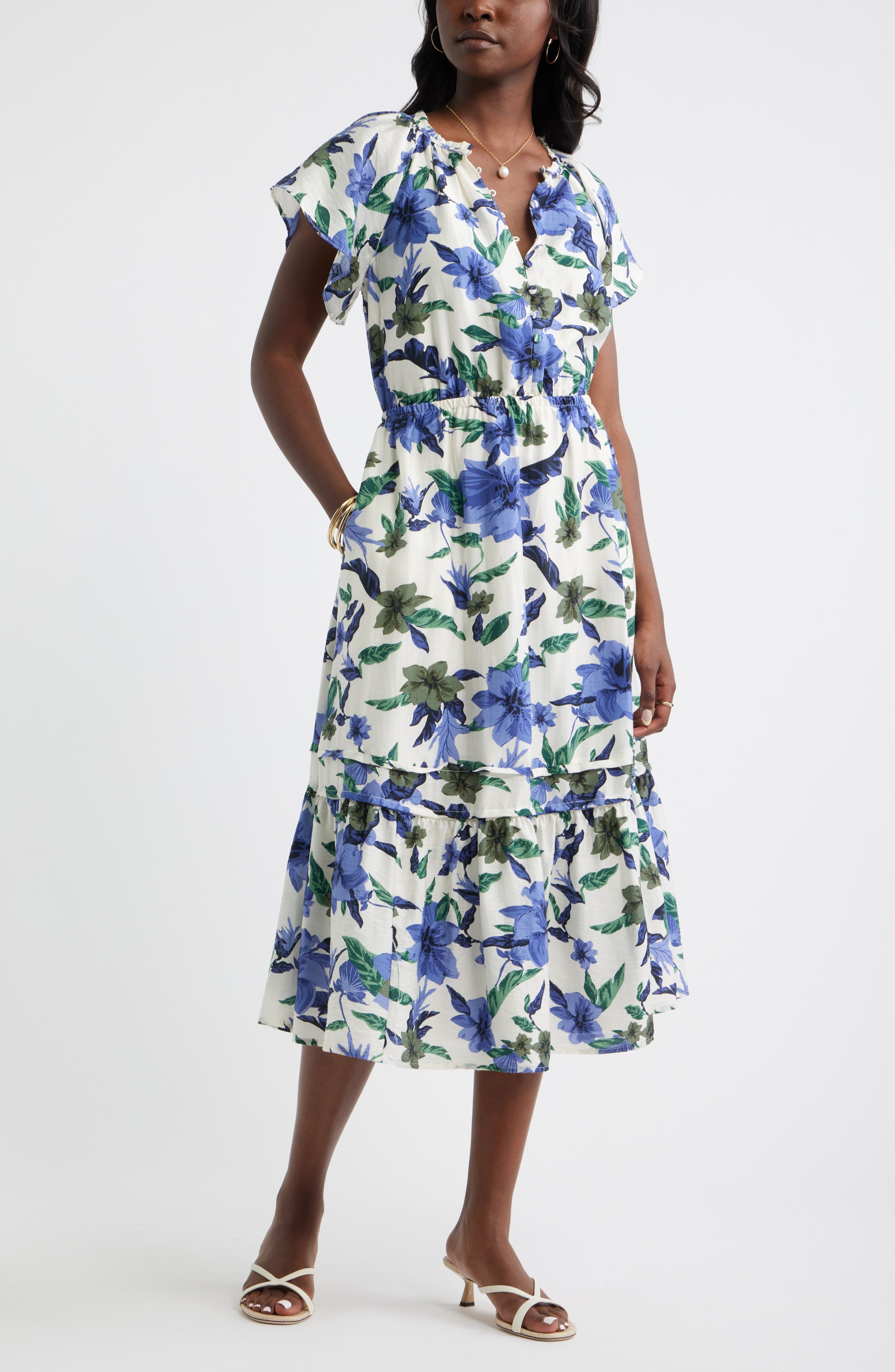 IVORY- BLUE SEA FLORAL