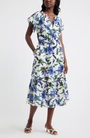Caslon® Front Button Midi Dress