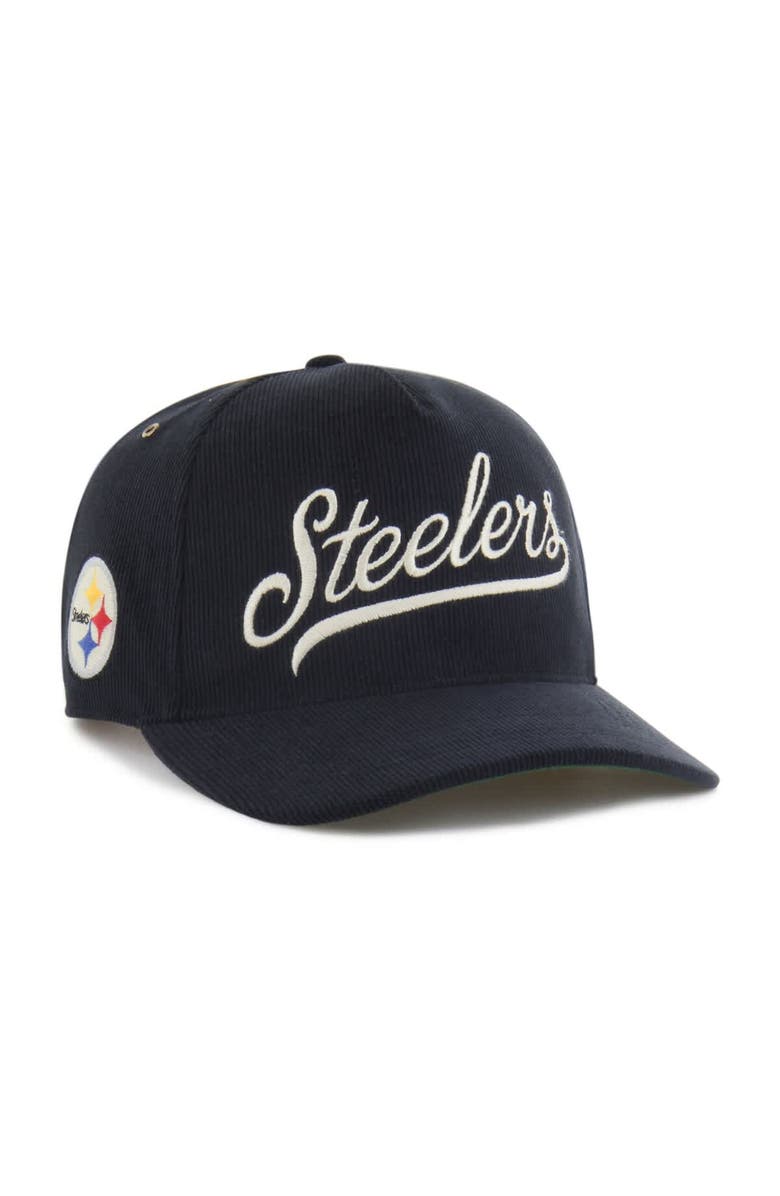 '47 Men's '47  Black Pittsburgh Steelers Golden Age Corduroy Hitch Adjustable Hat, Main, color, Black