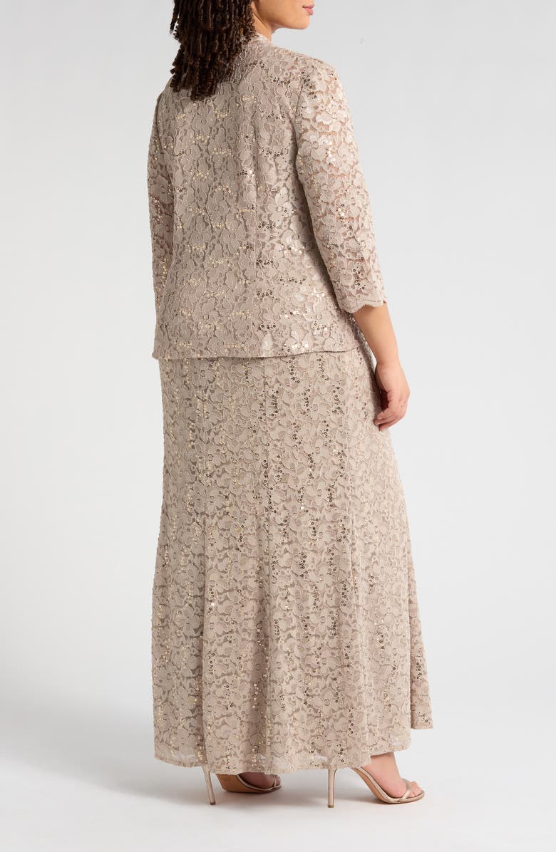 SL FASHIONS Long Fit & Flare Jacket Dress, Alternate, color, Champagne