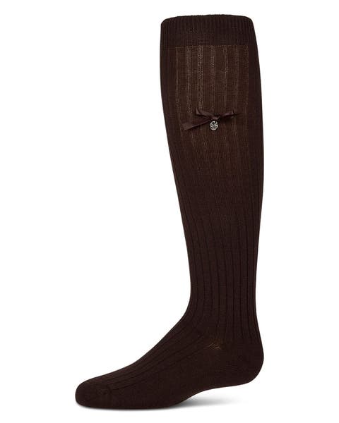 Fancy Logo and Bow Trimmed Knee Sock