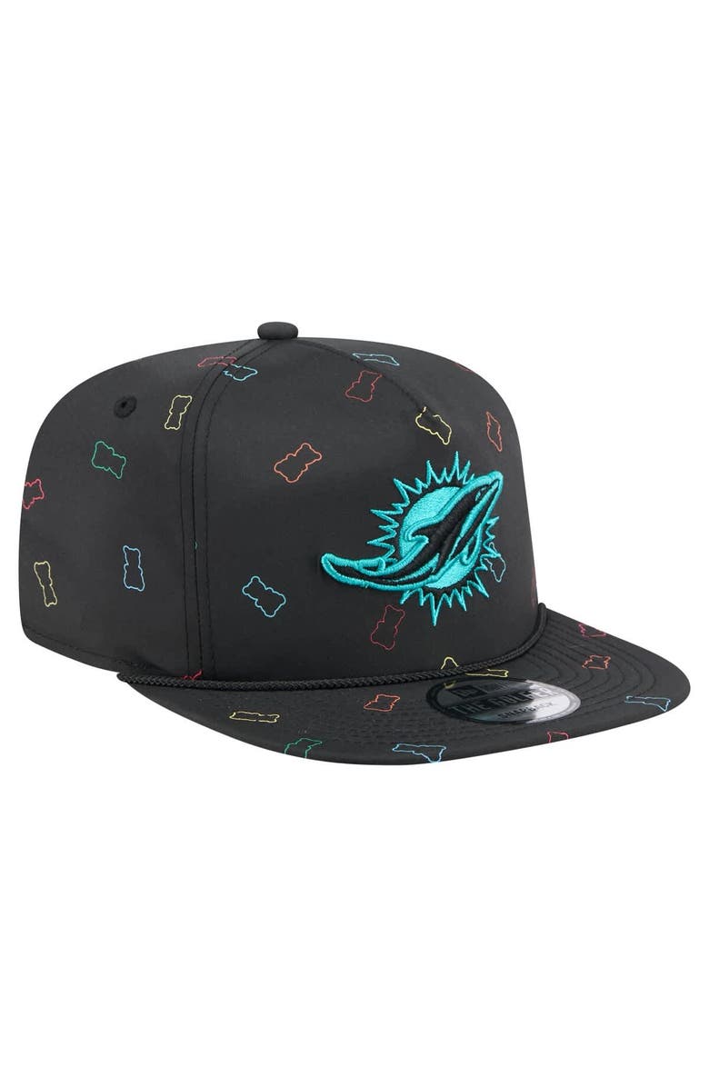 New Era Men's New Era Black Miami Dolphins Gummy Golfer Snapback Hat, Alternate, color, Black