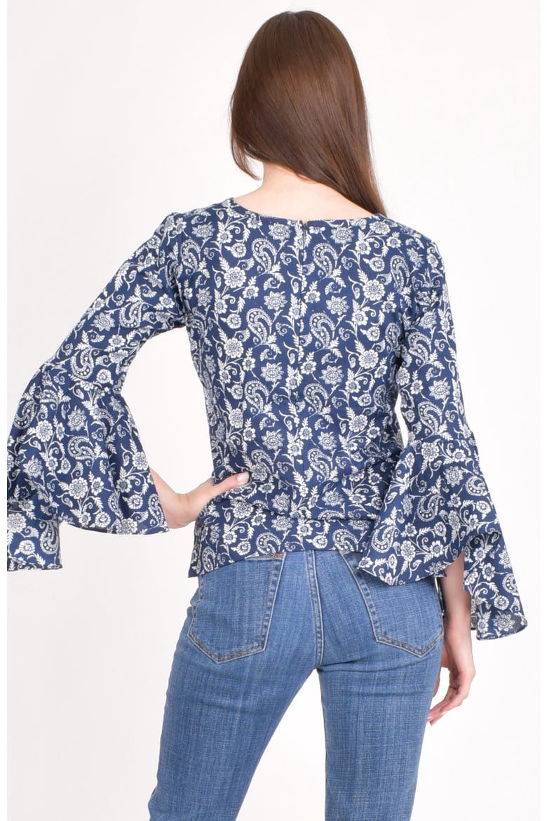 Emilia Paisley Print Cotton Top, Alternate, color, Blue