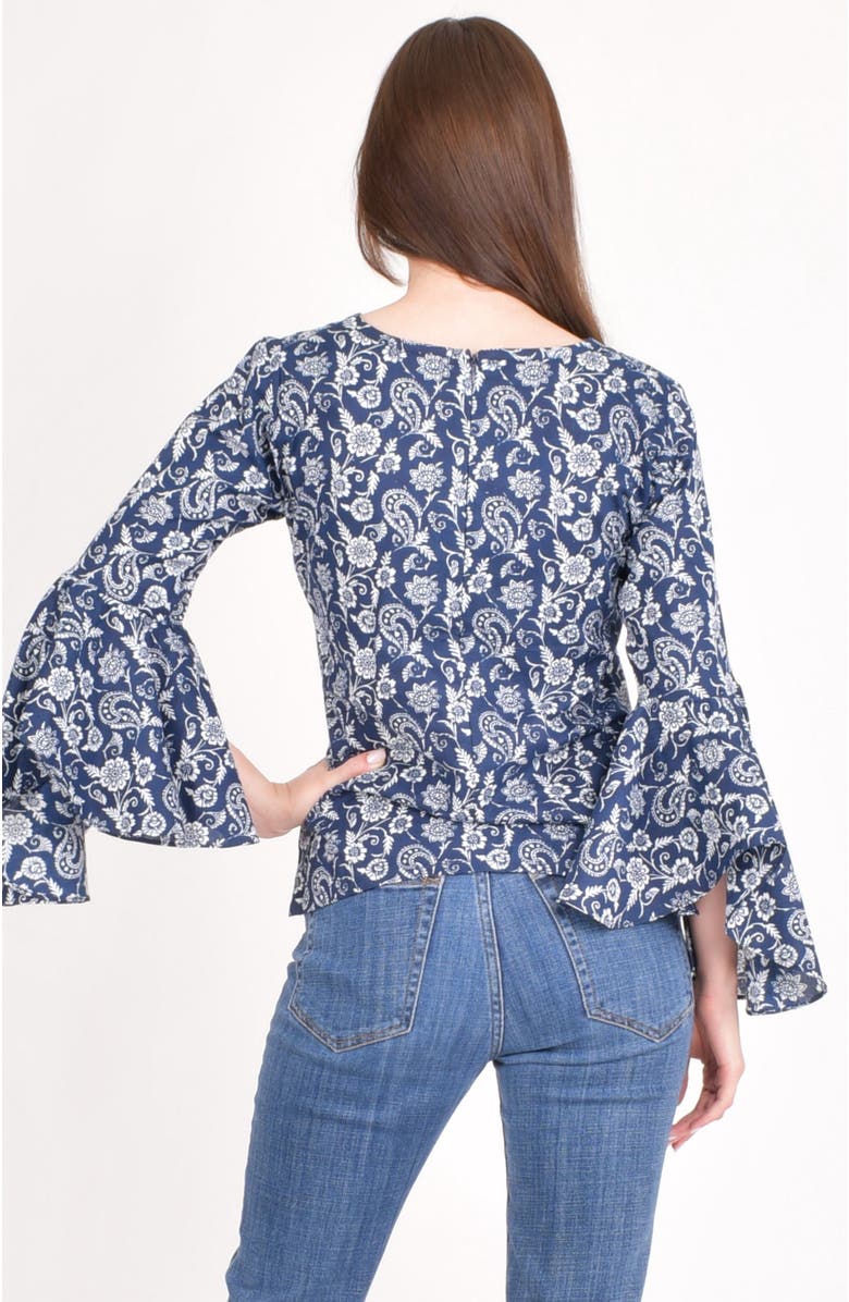 RAAS Emilia Paisley Print Cotton Top, Alternate, color, Blue