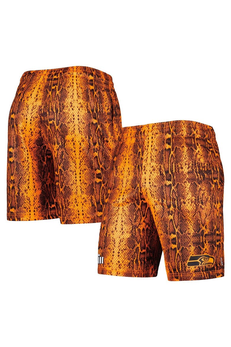 Men's New Era Orange Seattle Seahawks Summer Pop Shorts, Main, color, Orange