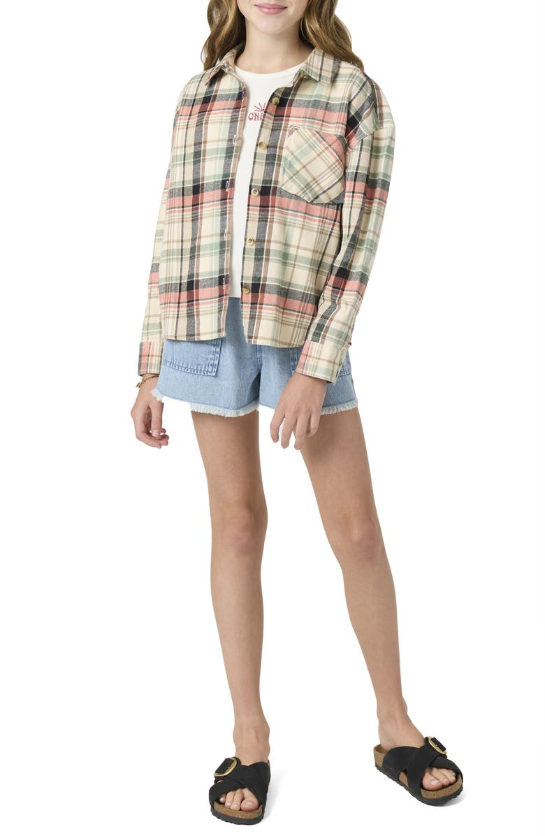 O'Neill Kids' Leslye Cotton Flannel Button-Up Shirt, Alternate, color, Tapioca