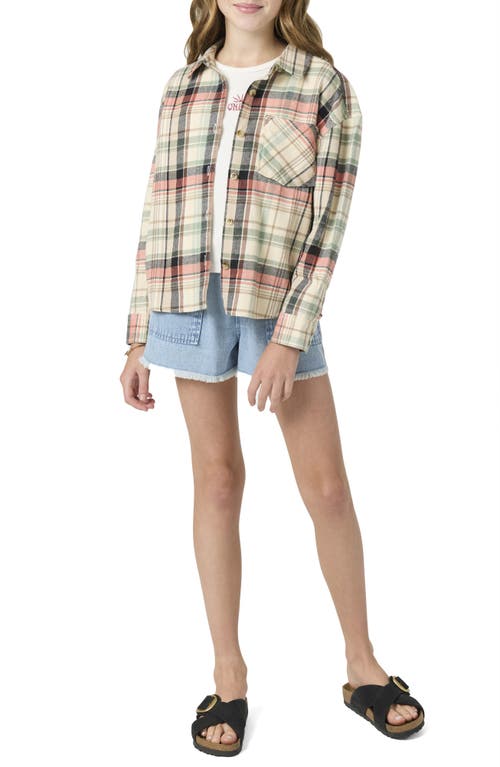 O'neill Kids' Leslye Cotton Flannel Button-up Shirt In Brown