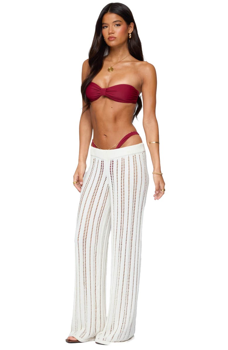 EDIKTED Echo Open Stitch Cover-Up Pants, Alternate, color, Cream