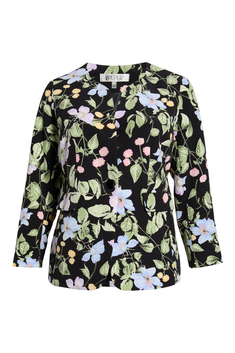 Floral Print One-Button Jacket, Alternate, color, BLACK MULTI