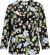 KASPER Floral Print One-Button Jacket