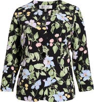 KASPER Floral Print One-Button Jacket