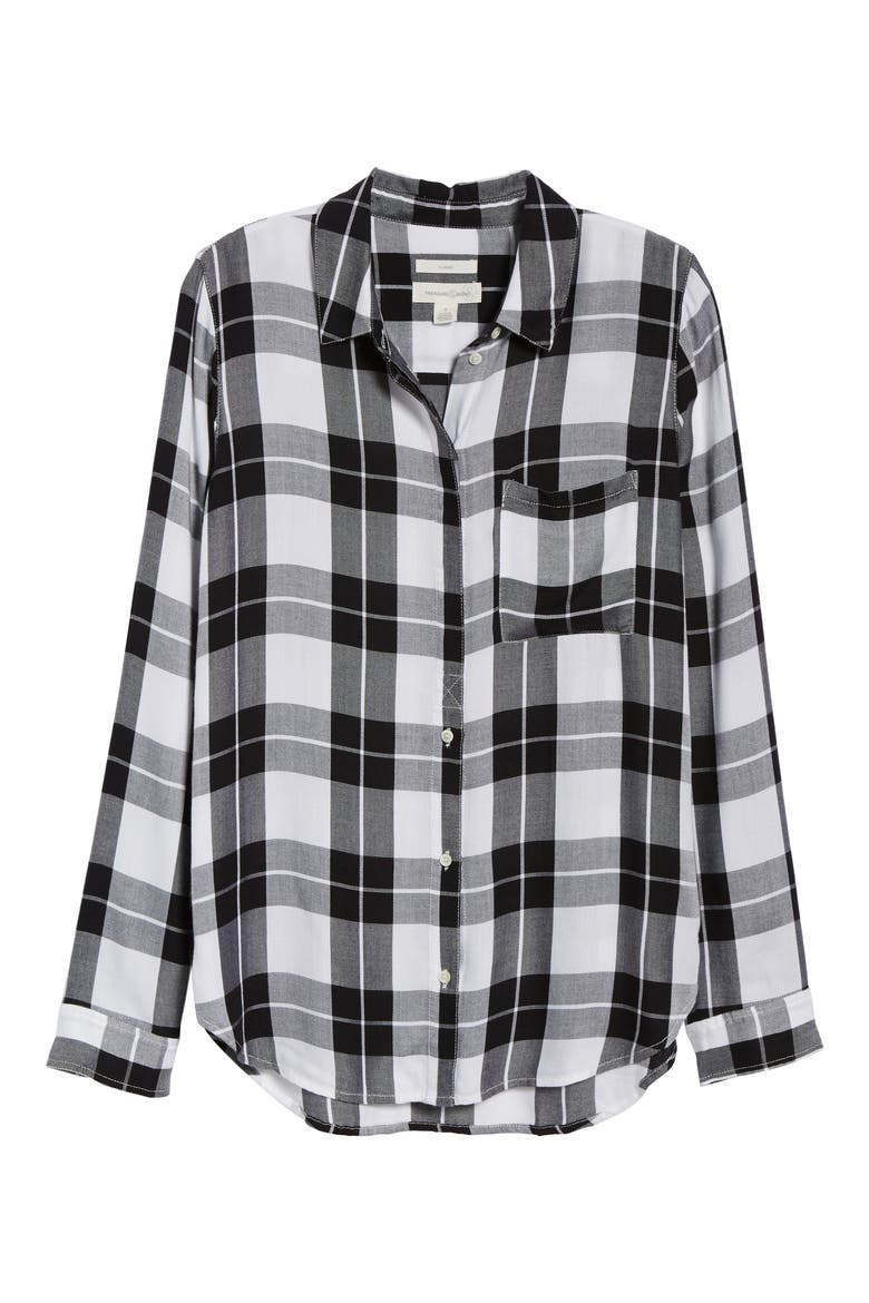 Classic Plaid Shirt, Alternate, color, WHITE BLACK BIG CHECK
