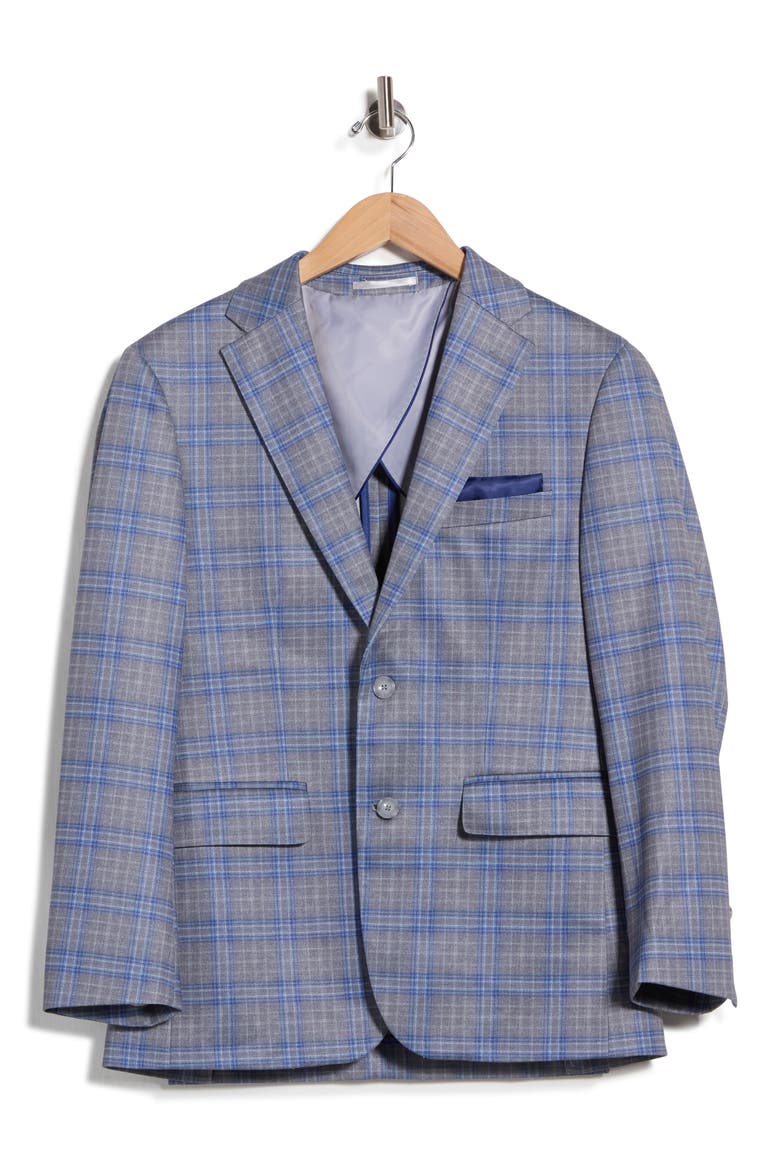 Plaid Sport Coat, Main, color, GREY