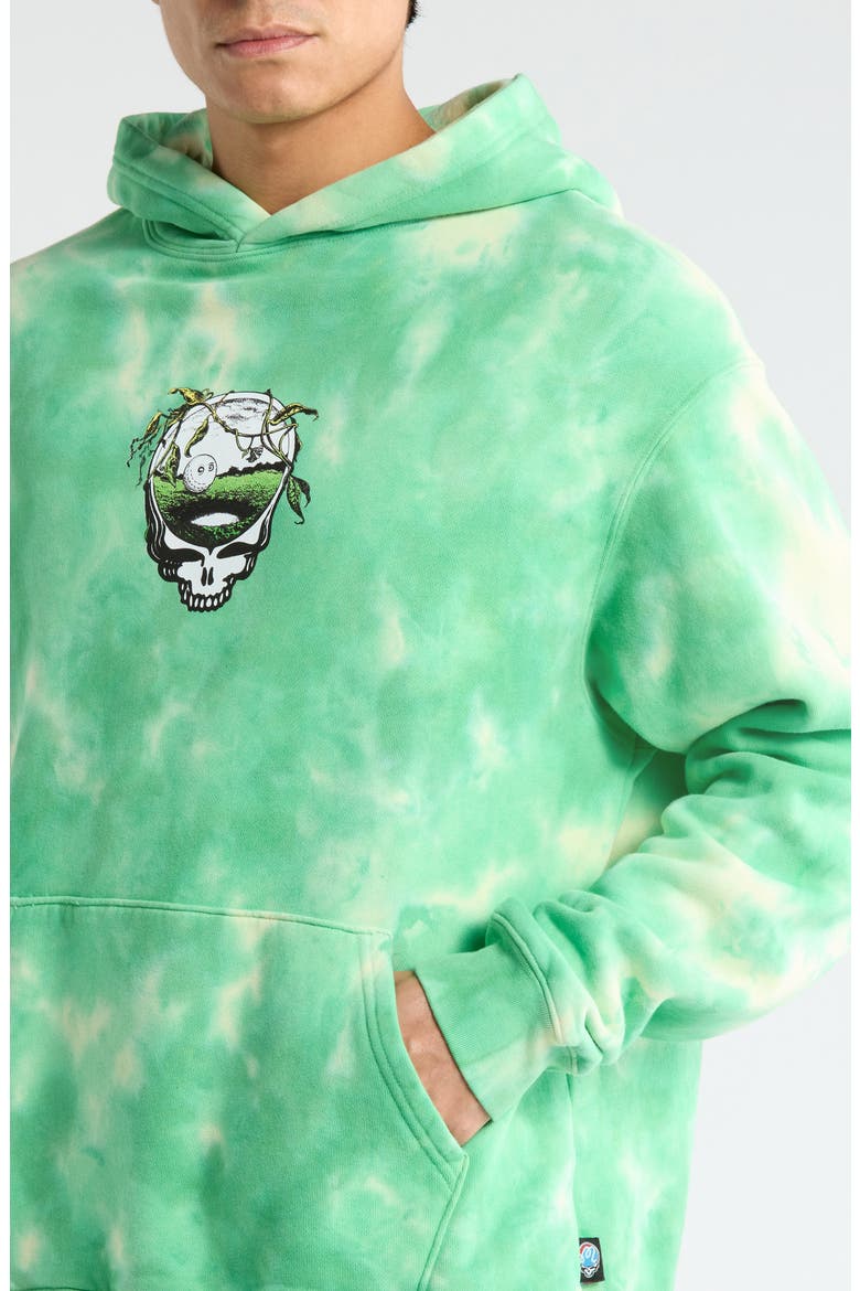 Grateful Dead Fesque Tie Dye Graphic Hoodie, Alternate, color, GREEN TIE DYE
