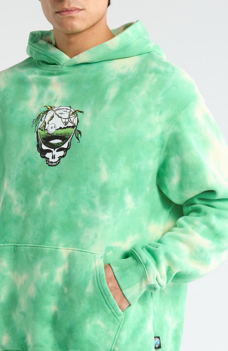 Malbon Golf Grateful Dead Fesque Tie Dye Graphic Hoodie, Alternate, color, Green Tie Dye