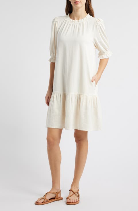 Ruffle Trim Shift Dress