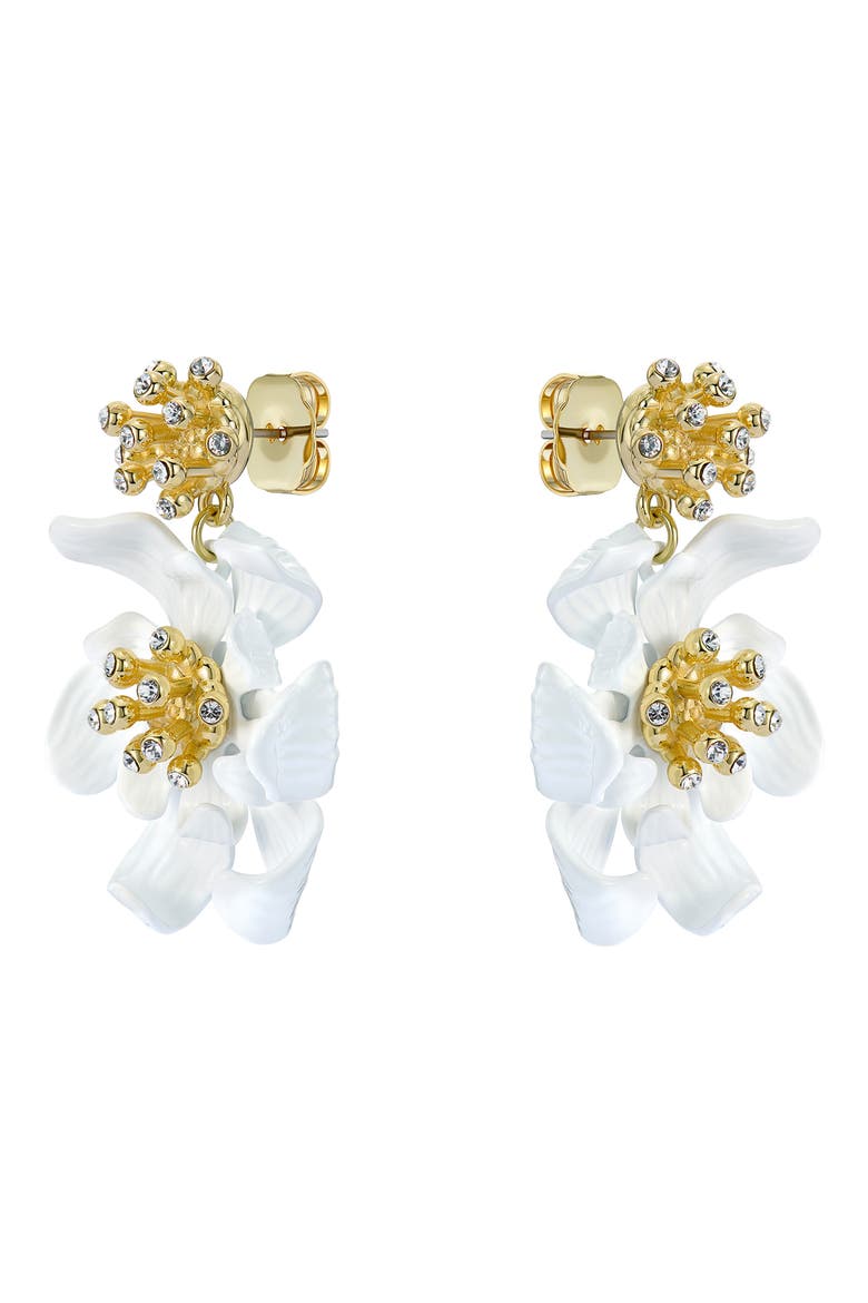 Fulva Furled Flower Enamel Drop Earrings, Alternate, color, METALLIC GOLD