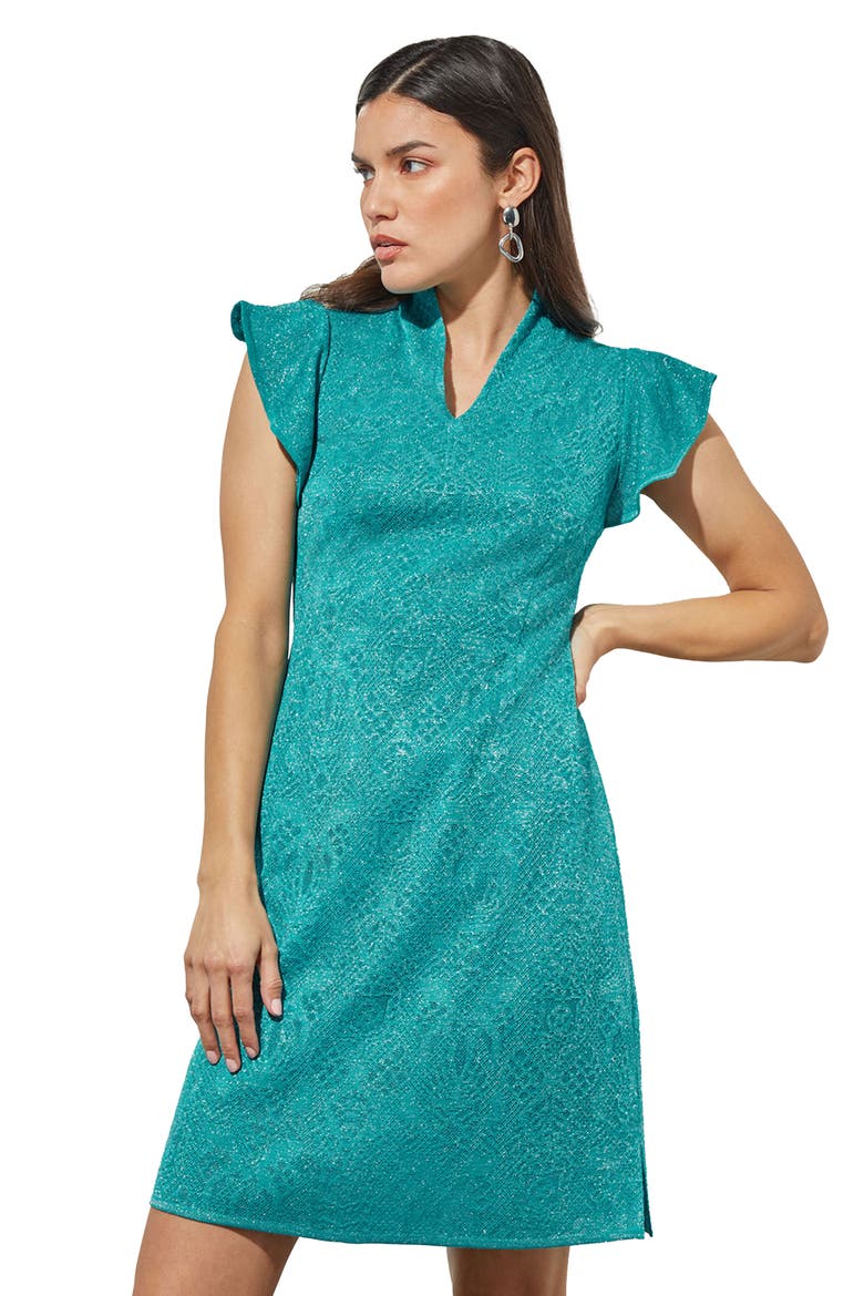 Jacquard Sheath Sweater Dress, Alternate, color, BERMUDA