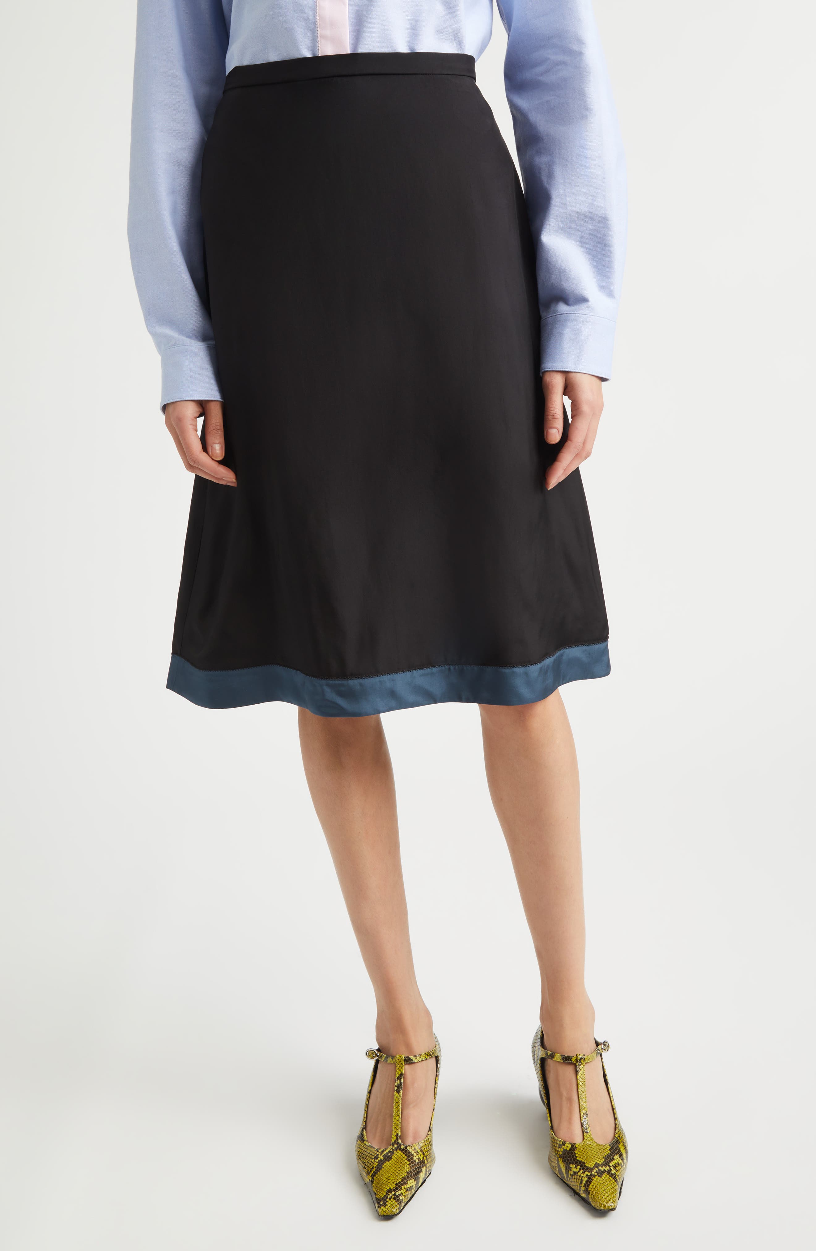Contrast Hem A-Line Skirt