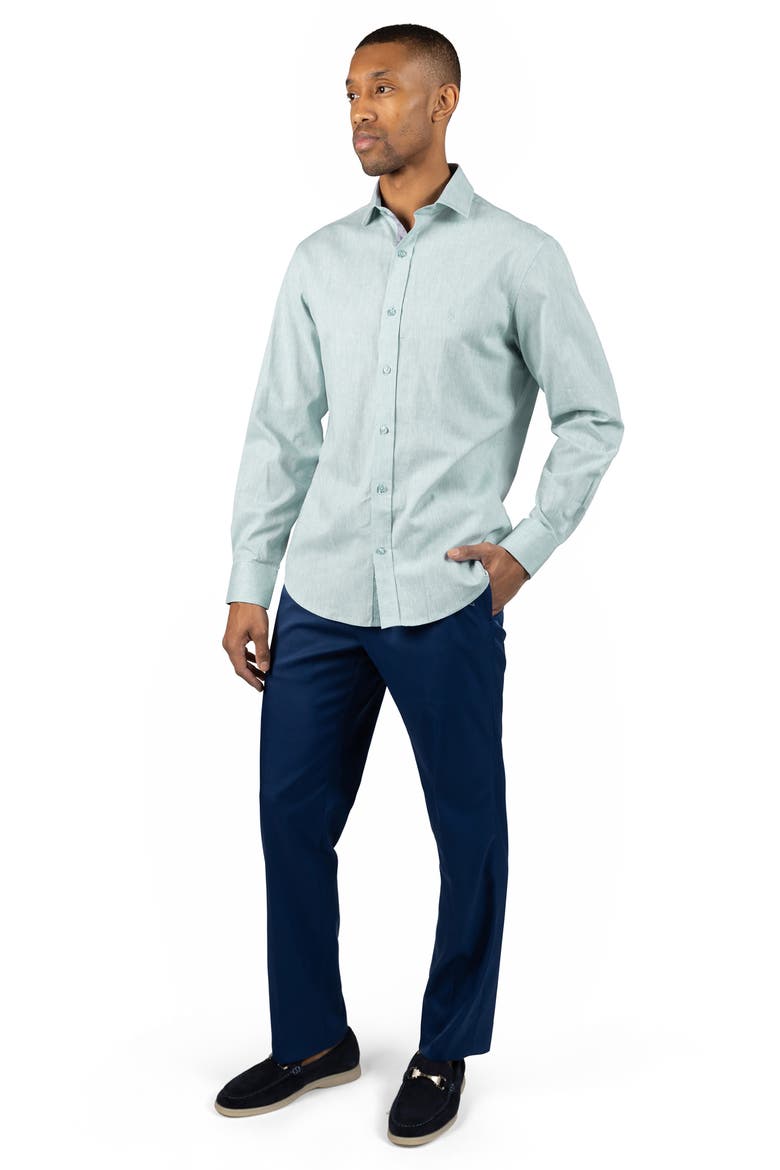 Mélange Linen Blend Button-Up Shirt, Alternate, color, SPEARMINT