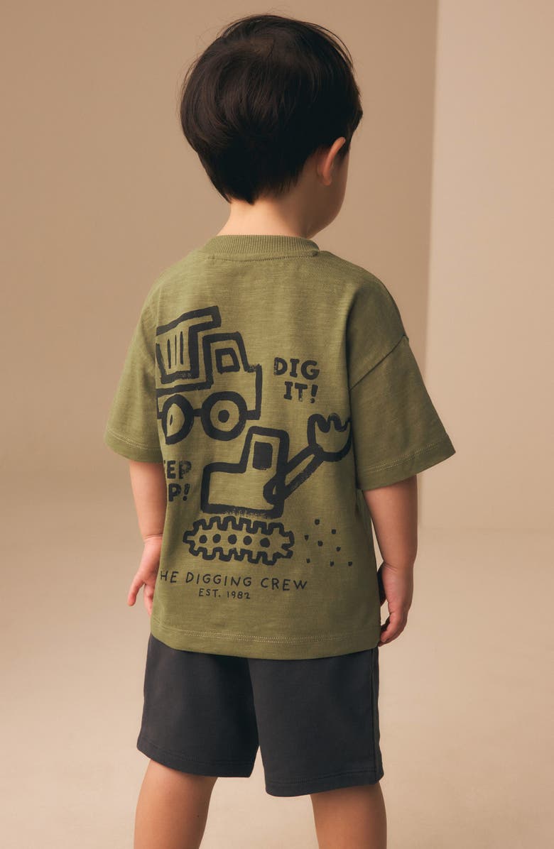 NEXT Kids' Digger Graphic T-Shirt & Shorts Set, Alternate, color, Green