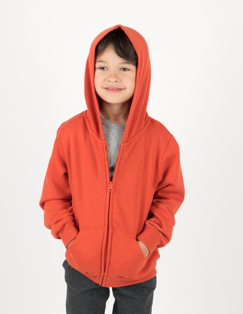 Leveret Kids Zip-up Hoodie, 100% Cotton, Solid Colors In Orange