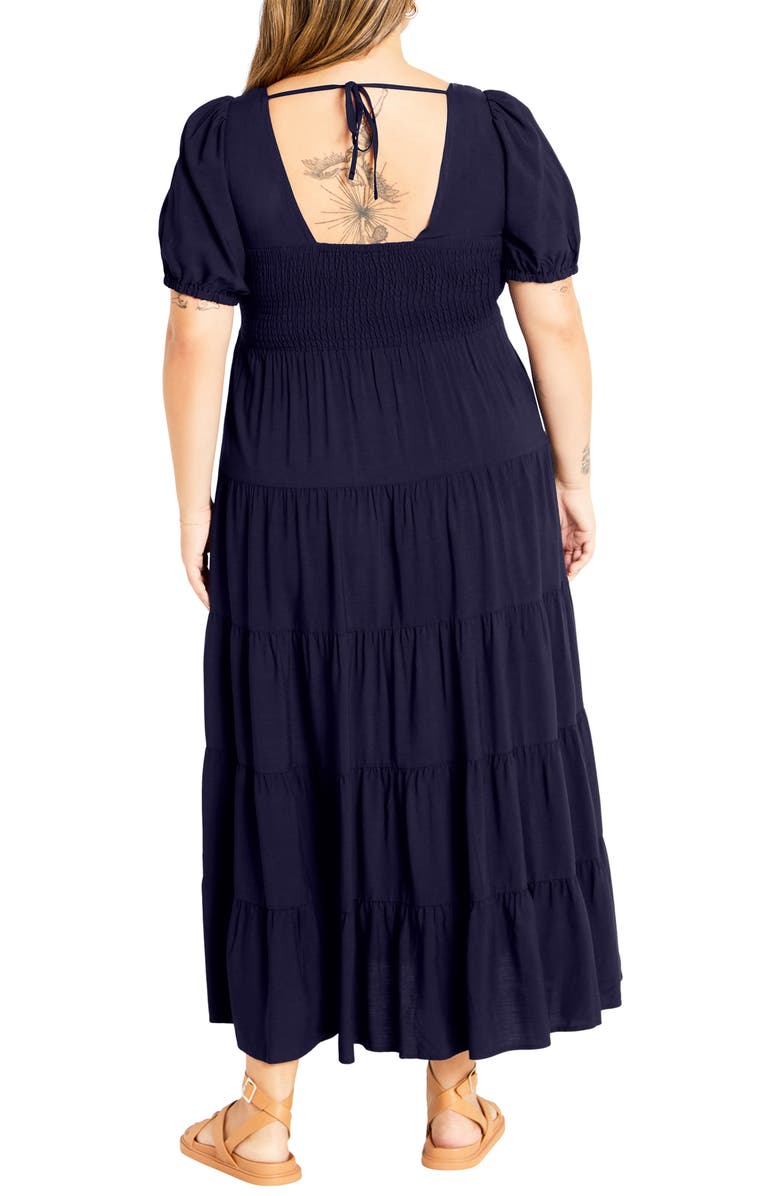City Chic Mila Tiered Maxi Dress, Alternate, color, Navy
