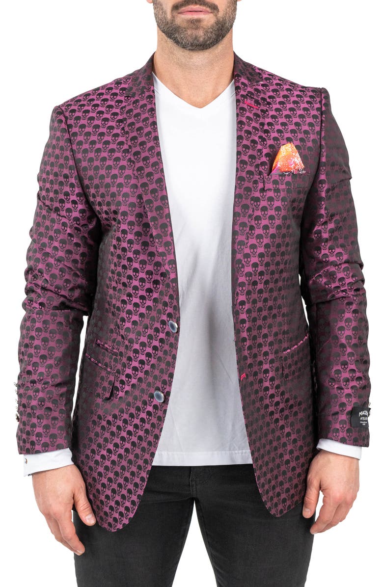 Maceoo Skullrepeat Pink Jacquard Blazer, Main, color, Pink