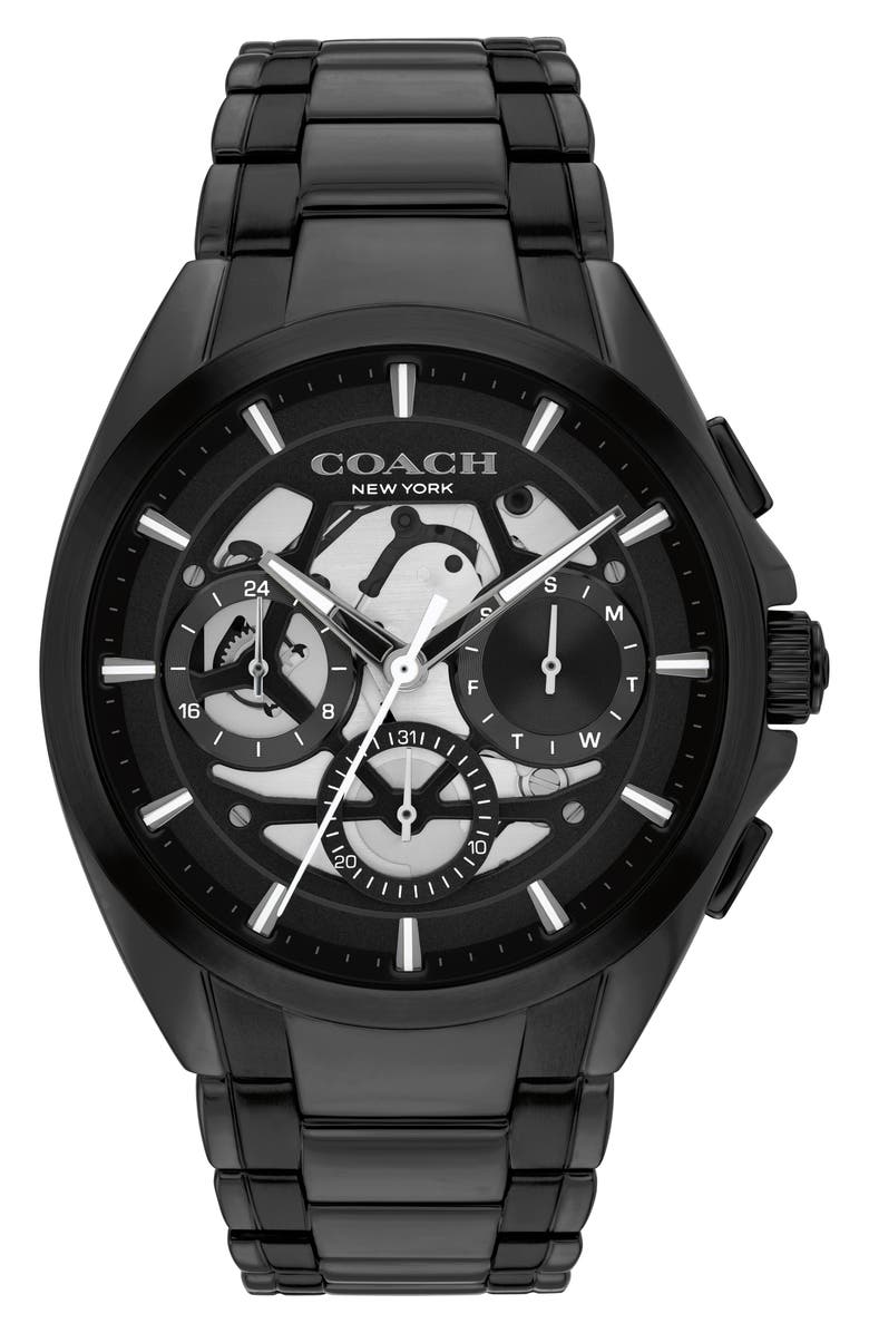 COACH Jackson Bracelet Chronograph Watch, 41.5mm, Main, color, Black