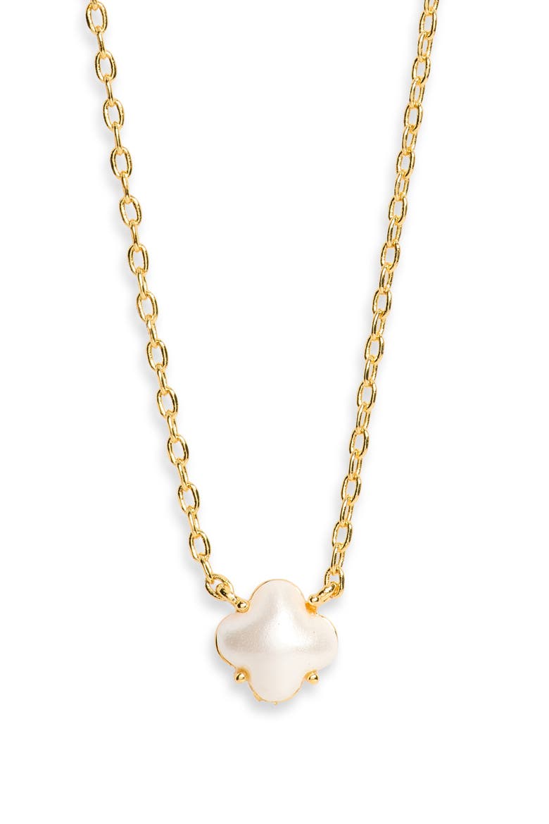Dara Pearl Clover Necklace, Main, color, GOLD