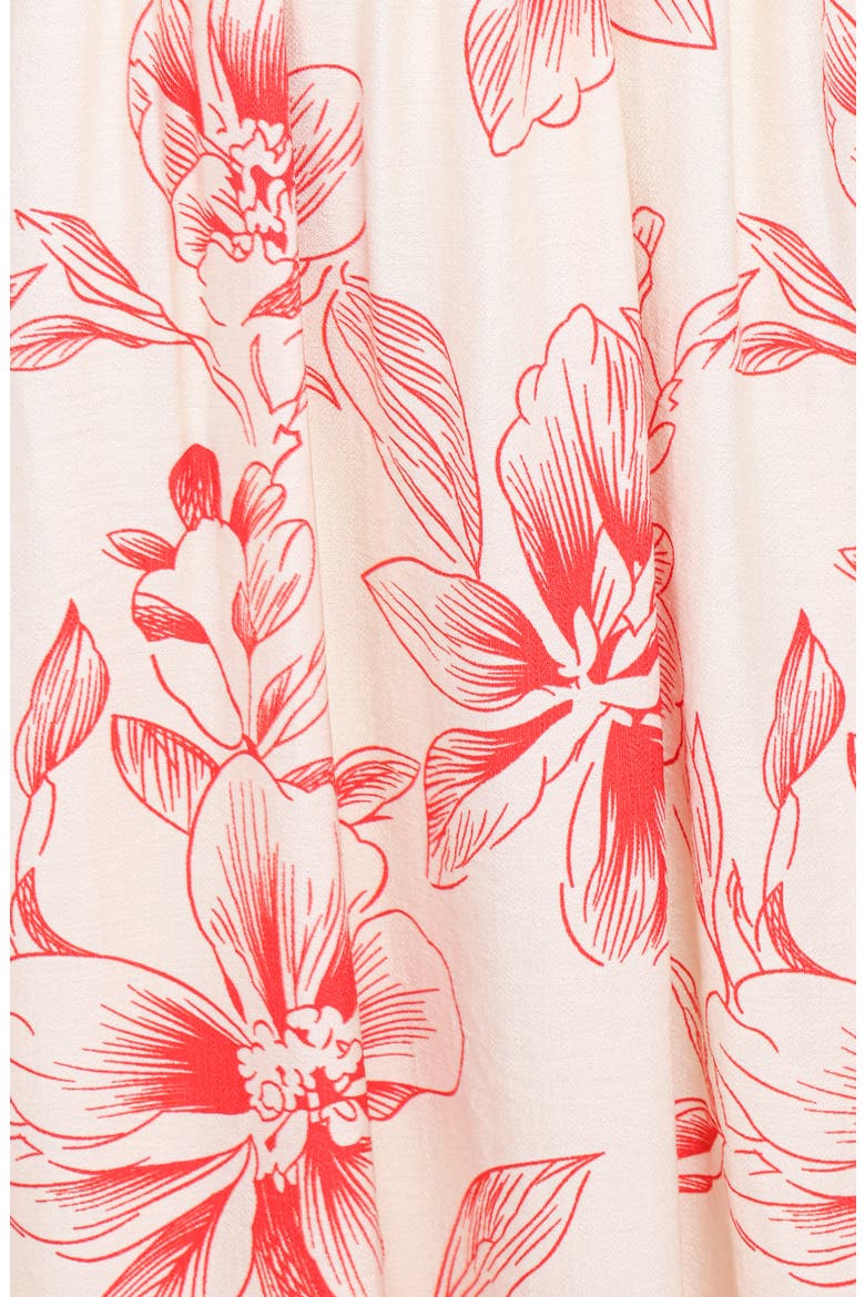 Aviana Floral Print Strapless Midi Dress, Alternate, color, RED FLORAL