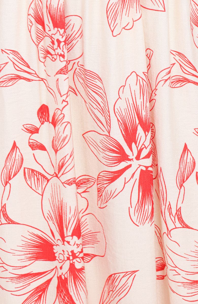 Petal & Pup Aviana Floral Print Strapless Midi Dress, Alternate, color, Red Floral