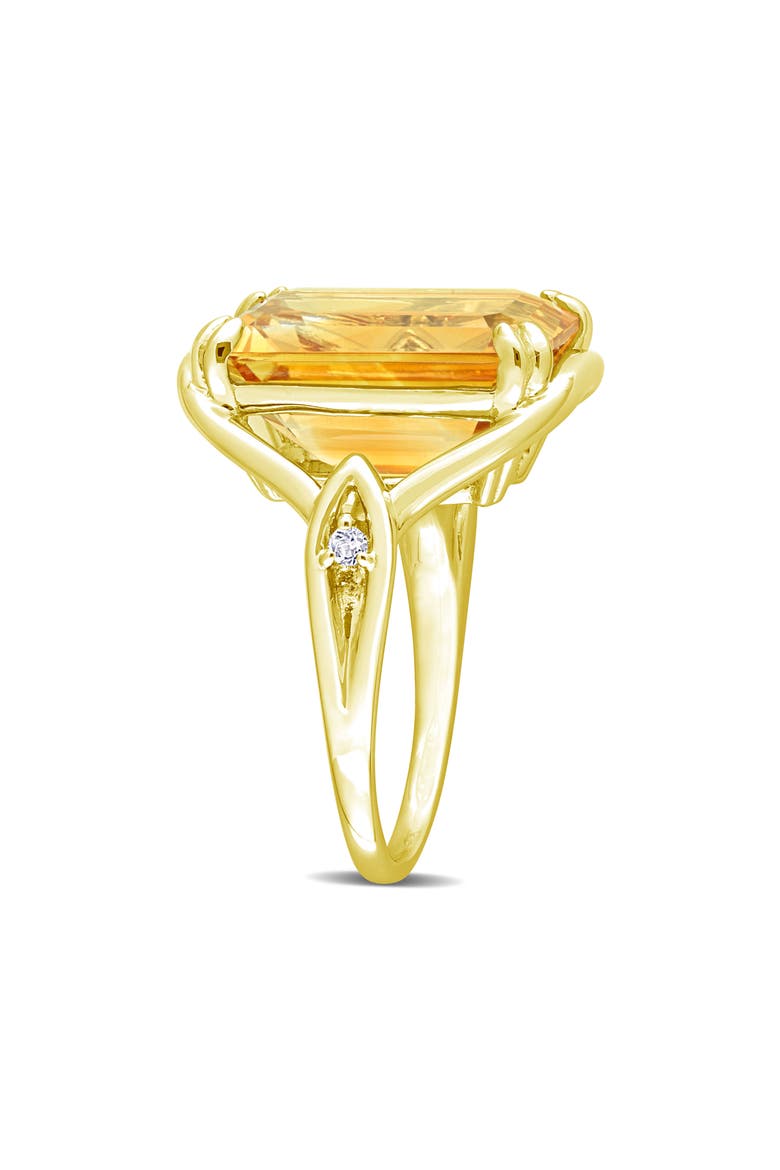 Open Shank Emerald Cut Citrine & Whtie Topaz Ring, Alternate, color, YELLOW