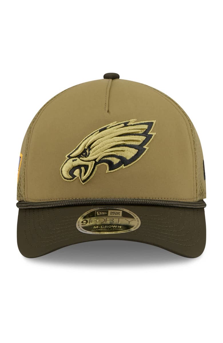 New Era Men's New Era  Green Philadelphia Eagles 2025 Salute to Service 9FORTY A-Frame M-Crown Adjustable Hat, Alternate, color, 