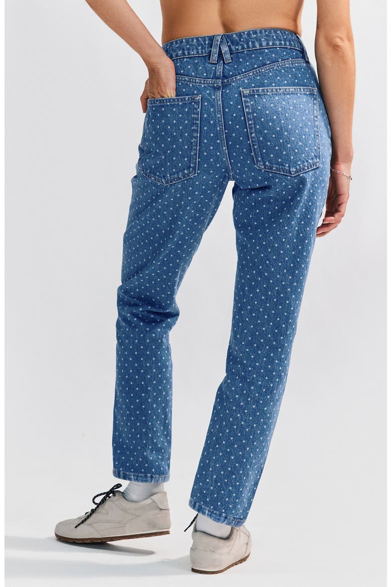 Polka Dot Straight Leg Jeans, Alternate, color, BLUE