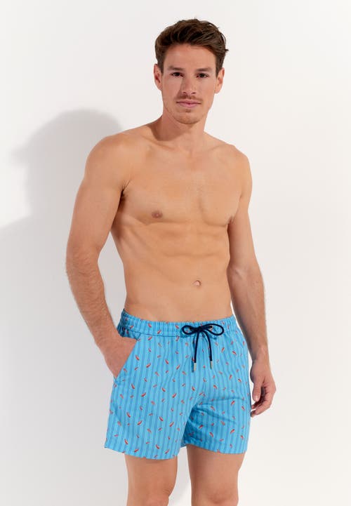 Hom Espelette Beach Boxer In Turquoise Print