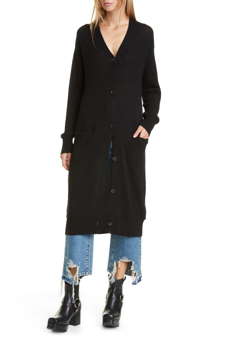 Long Cashmere Cardigan, Main, color, BLACK