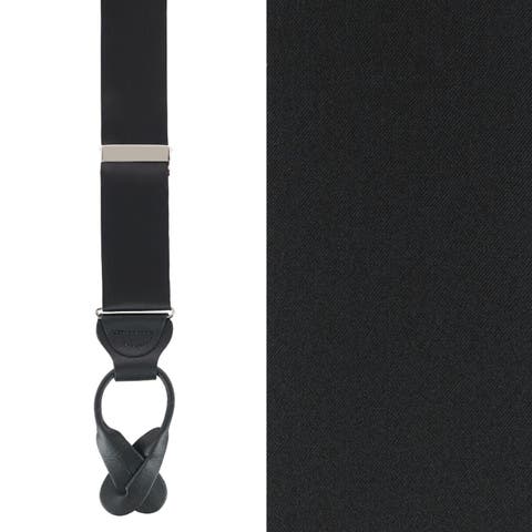 Dutton Solid Color Silk Button End Suspenders (Braces)