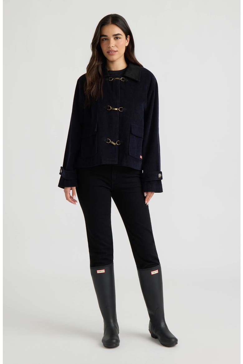 Cropped Corduroy Jacket with Buckle Closure, Alternate, color, DARK NAVY