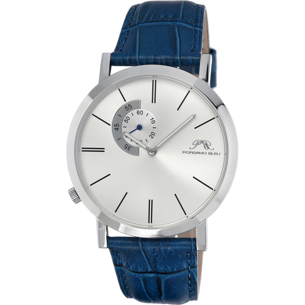 Porsamo Bleu Parker Leather Strap Watch, 42mm In Blue