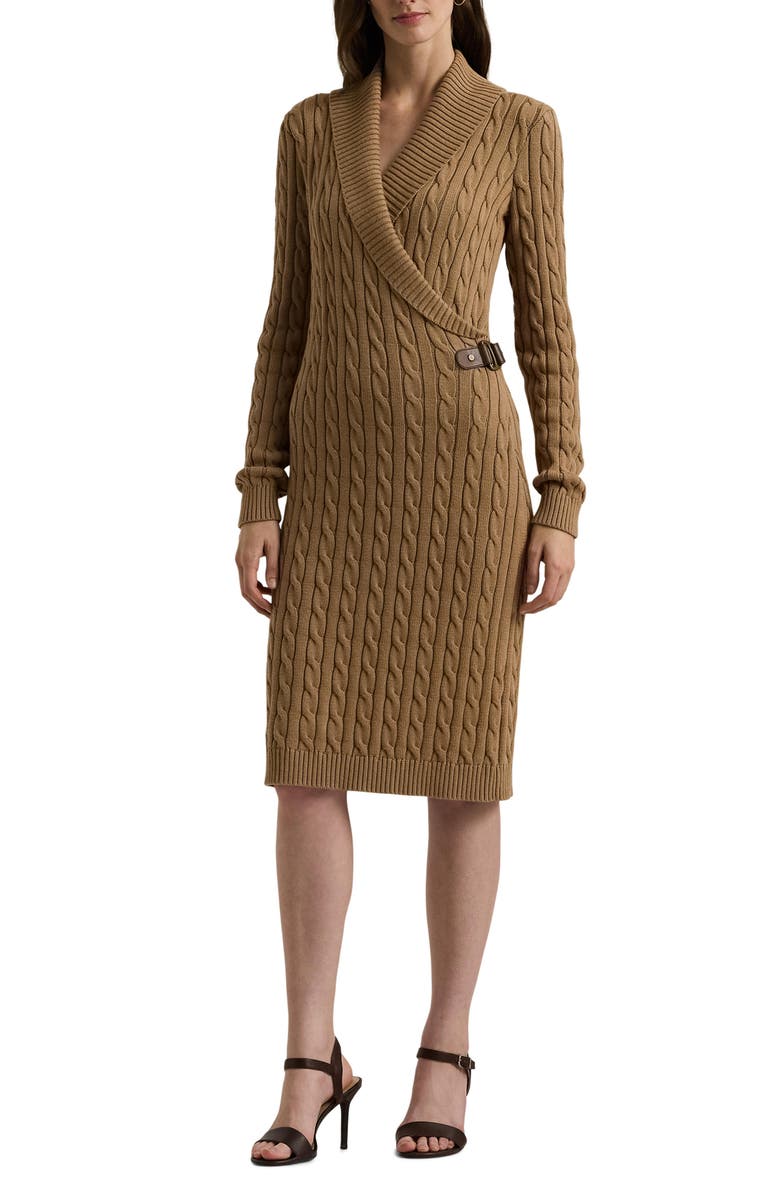Lauren Ralph Lauren Cotton Blend Long Sleeve Sweater Dress, Main, color,