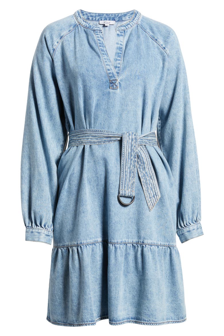 Lila Long Sleeve Belted Denim Dress, Alternate, color, FADED INDIGO