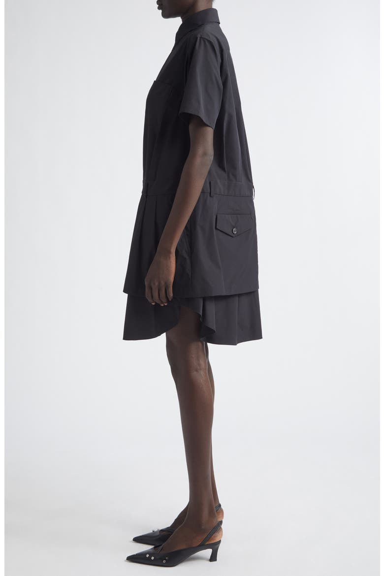 Typewriter Tiered Shirtdress, Alternate, color, BLACK