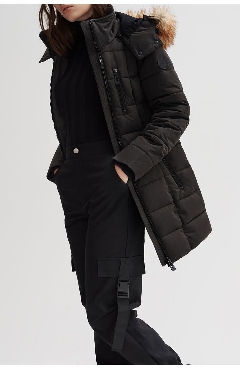 Noize Hannah Faux Fur Trim Hooded Parka, Alternate, color, Black