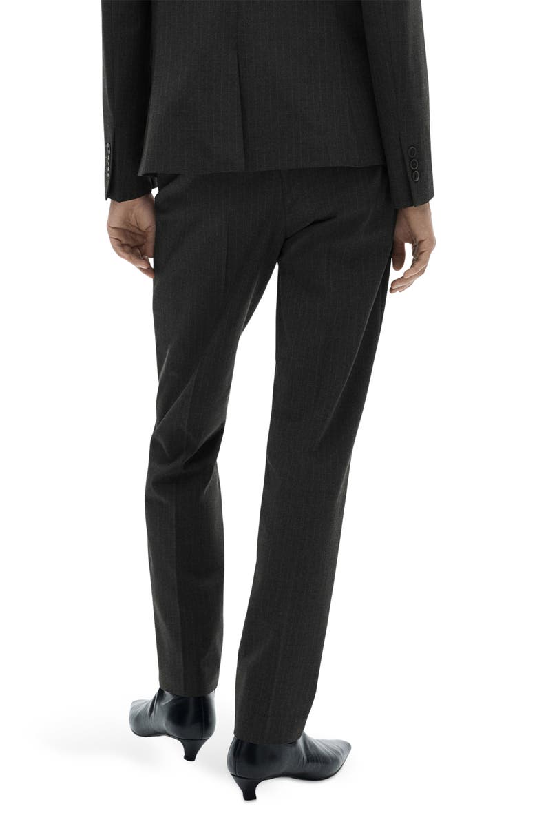 MANGO Pinstripe Straight Leg Pants, Alternate, color, Dark Heather Grey