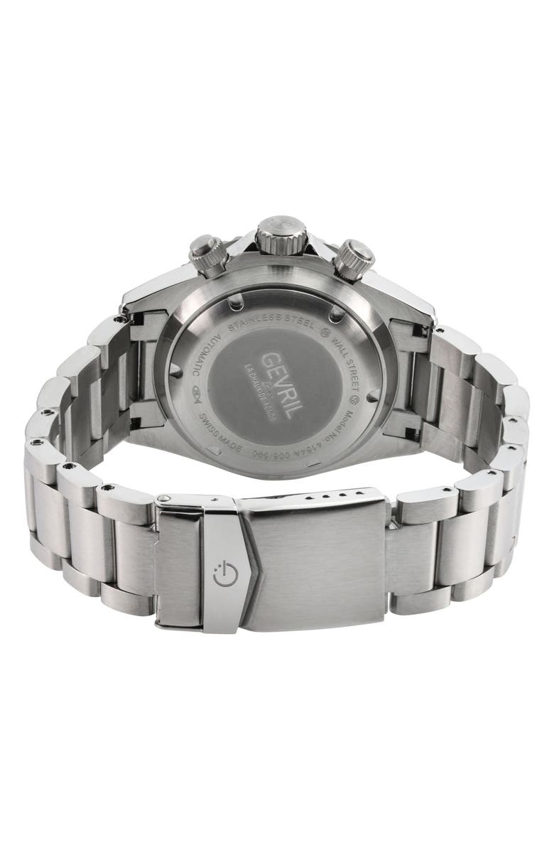 GEVRIL Wall Street Bracelet Chronograph Watch, 43mm, Alternate, color, Silver