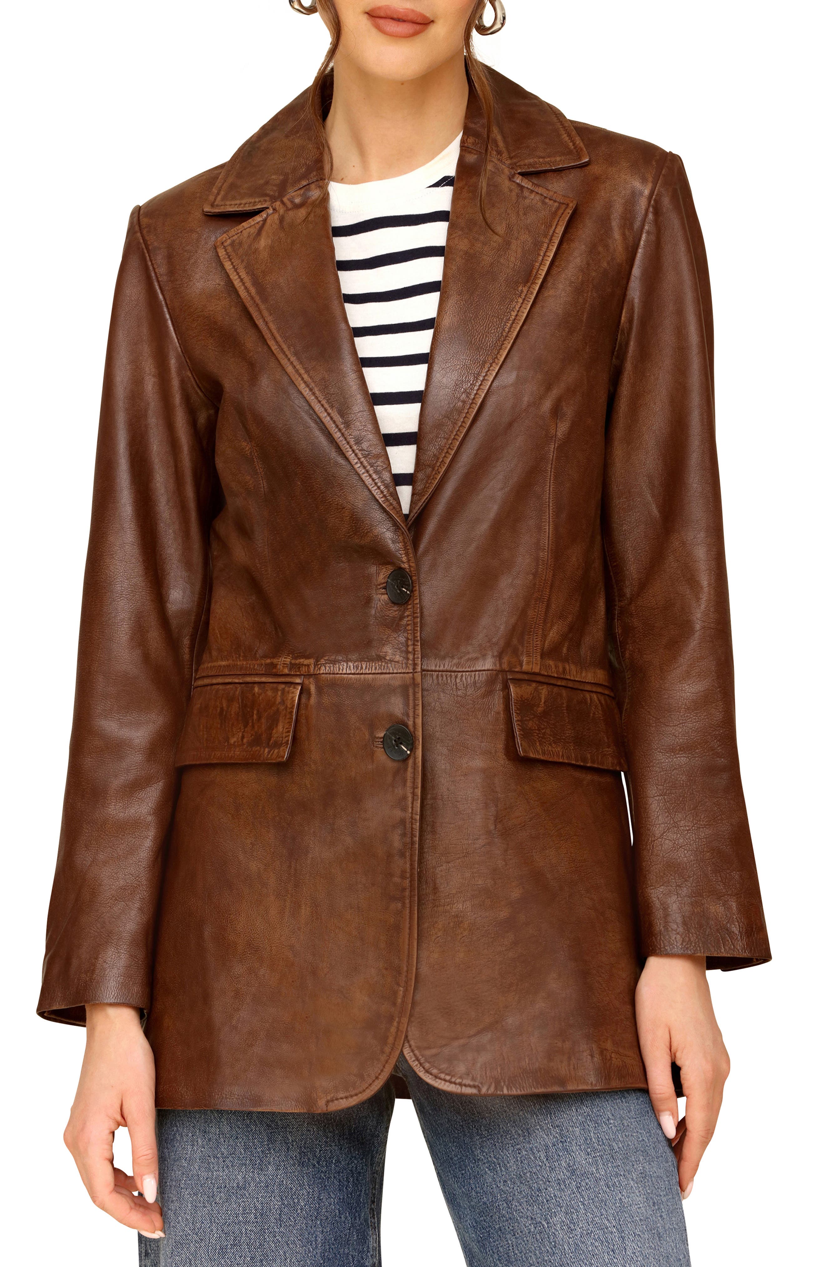 Avec Les Filles Oversize Leather Blazer