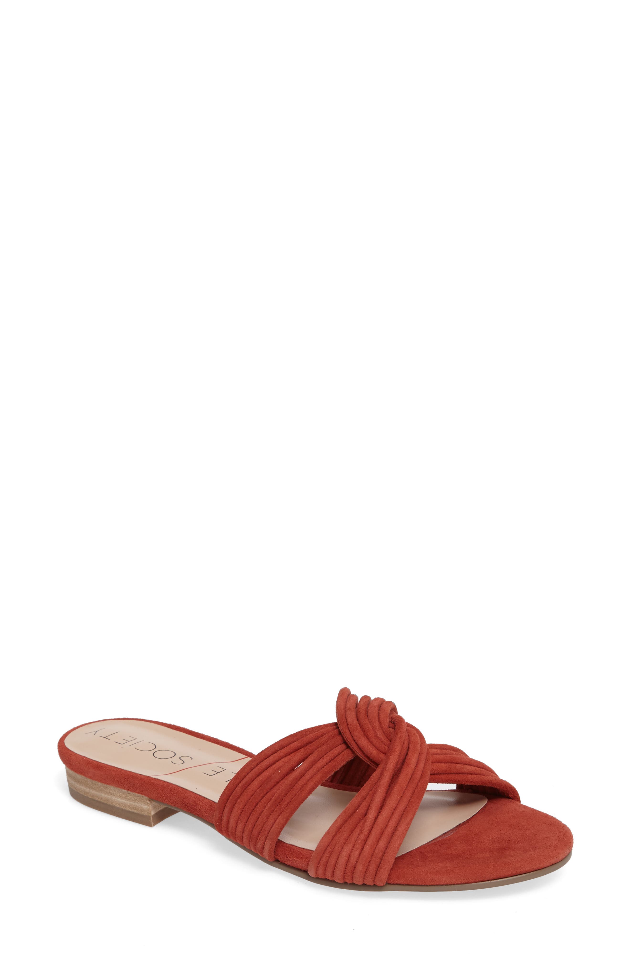 Dahlia Flat Sandal, Main, color, PAPRIKA SUEDE